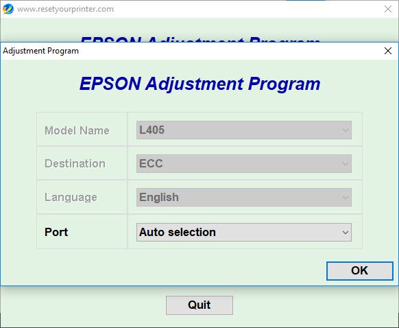 โปรแกรมเคลียร์ซับหมึก Epson L405